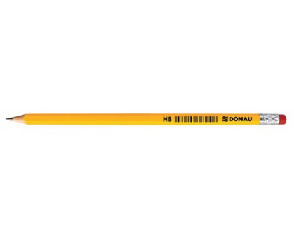 Олівець графітовий HB DONAU 7386001PL-99 з гумкою жовтий  