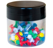 Кнопки-цвяшки кольор  KF03647 Q-CONNECT, у пластиковій банці, 60 шт