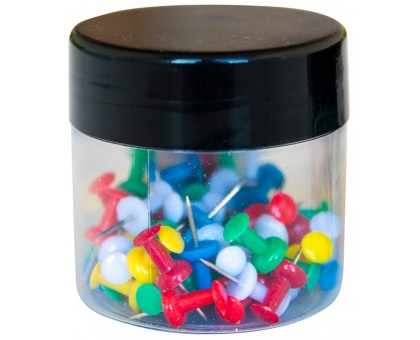 Кнопки-цвяшки кольор  KF03647 Q-CONNECT, у пластиковій банці, 60 шт