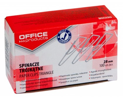 Скріпки 28мм 100шт. трикутні нікель 18082825-19 (OFFICE PRODUCTS)