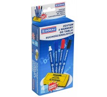 Набір маркерів для дошки DONAU 7372904-99PL 4шт.+губка 