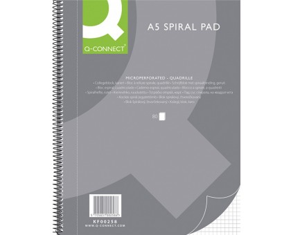 Блокнот на спіралі Q-CONNECT KF00258, А5 офсет, кліт, 80 арк
