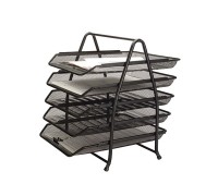 Лоток для паперів горизонтальний металева сітка чорний 5 відділень KF18474 Q-CONNECT