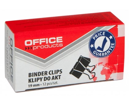 Біндер 19мм чорний 12шт. OFFICE PRODUCTS 18091919-05