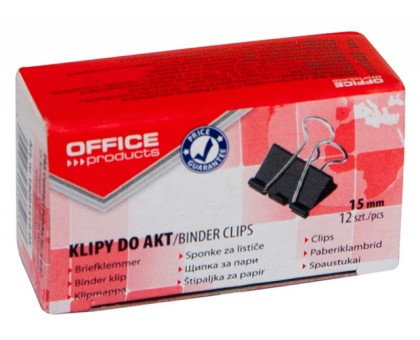 Біндер 15мм чорний 12шт. OFFICE PRODUCTS 18091519-05