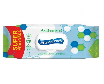 Серветки вологі Антибактеріальні з клапаном Superfresh  120шт