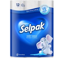 Рушник паперовий кухонний Selpak Pro трьохшаровий 12 рулонів