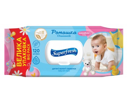 Серветки вологі Aqua Baby 120шт. Baby chamomile з клапаном (42105632)