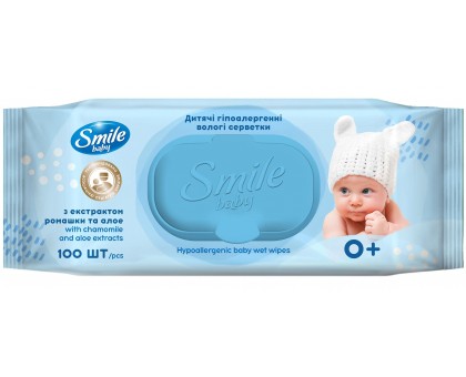 Серветки вологі SMILE Baby "Екстракт ромашки і алое"  100шт з клапаном (42113961)