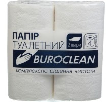 Папір туалетний целюлозний "Buroclean", 4 рулони, білий (10100011) 