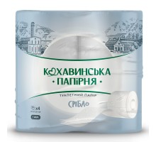 Папір туалетний целюлозний КОХАВИНКА Срібло, на гільзі, 3-х шаровий, білий.   