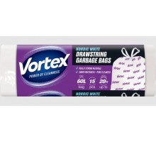 Пакети для сміття із затяжкою Vortex білі HD, 60х64 см, 60 л, 15 шт (16119840)