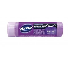 Пакети для сміття Vortex 60 л, 60х70 см,  поліетилен, з затяжкою,   фіолетові з ароматом лаванди, 10шт (16119847)